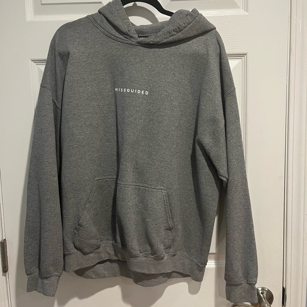 Missguided Gray Hoodie Logo Print